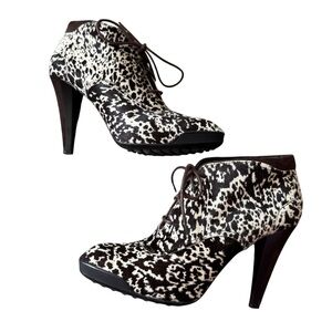 Tod’s Calf Hair Animal Print Ankle Booties Size 39 US 9